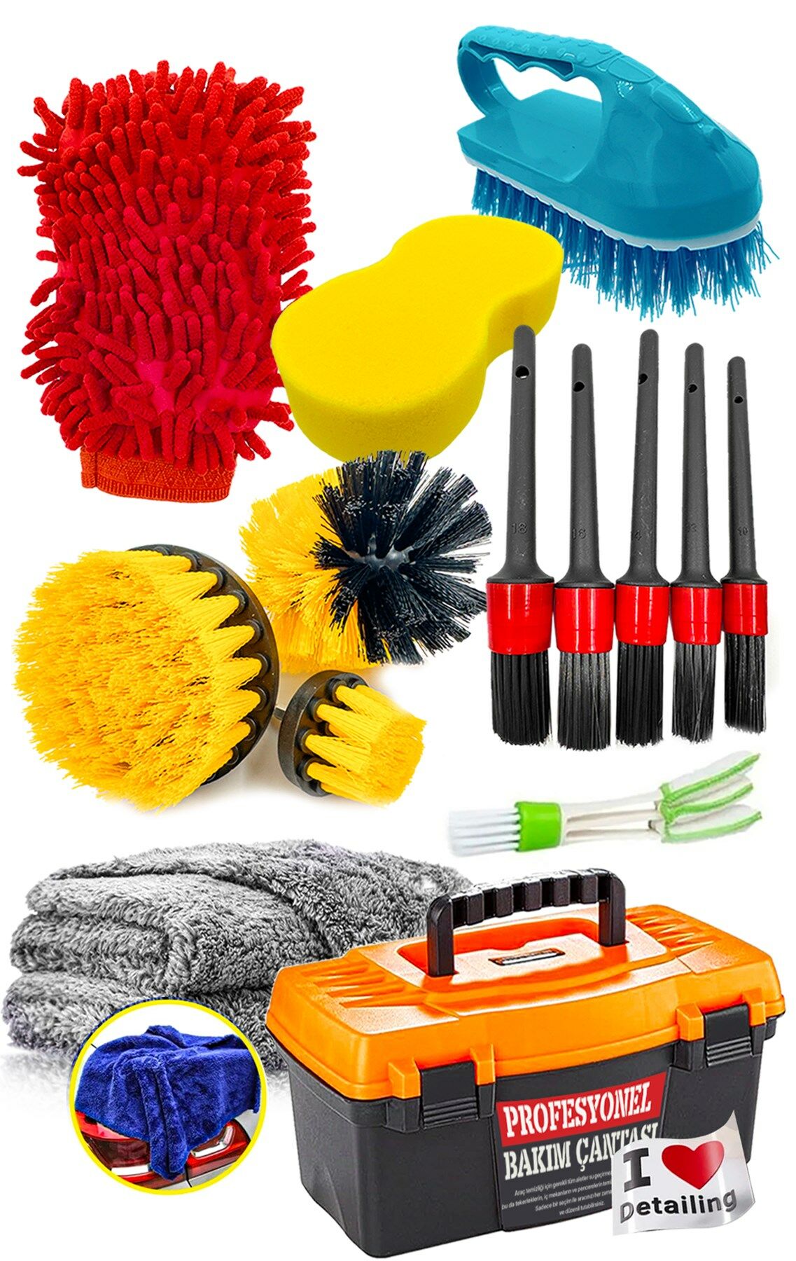 Çok Fonksiyonlu 14 Parça Kuaför İç-Dış Detaylı Temizlik Bakım Set OtoAraba TemizlemeKiti PROXCLEAN14