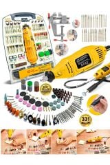 Çok Amaçlı Devir Ayarli 331PCS Hobi Gravür Delme, Parlatma,Pas Sökme Menegene Camoyma Combo Set