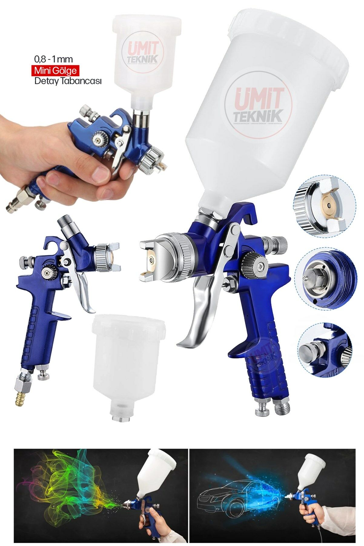 Çok Amaçlı Detay Gölge Tabancası 150 Cc / 0,8 Mm Üstten Depolu Metal Tabancalı  0,8 Mm