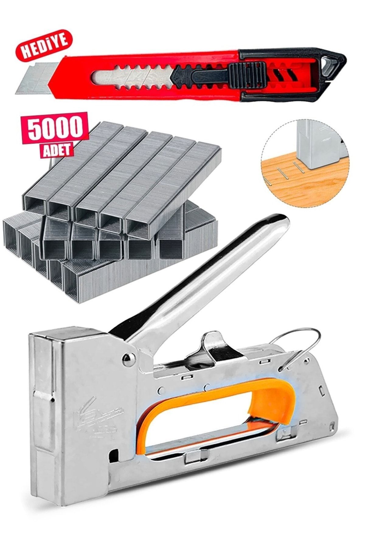 Çok Amaçlı  Dekorasyon Mobilya Ahşap Çerçeve Çakma Manuel Zımba Tabancası 5000 Zımba Hediyeli