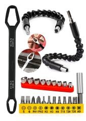 Çift Başlıklı Torx Anahtar Tornavida Matkap Adaptör Bits Esnek Açı Uzatma Çubugu T/H/PH/Torx Set