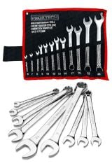 Çantalı Profesyonel Güçlü Sağlam Chrome Vanadium Çelik 12 Parça Kombine Açık Ağız-Yıldız Anahtar Tak