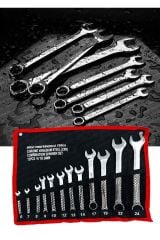 Çantalı Profesyonel Güçlü Sağlam Chrome Vanadium Çelik 12 Parça Kombine Açık Ağız-Yıldız Anahtar Tak