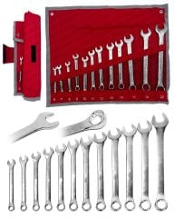 Çantalı Profesyonel Güçlü Sağlam Chrome Vanadium Çelik 12 Parça Kombine Açık Ağız-Yıldız Anahtar Set