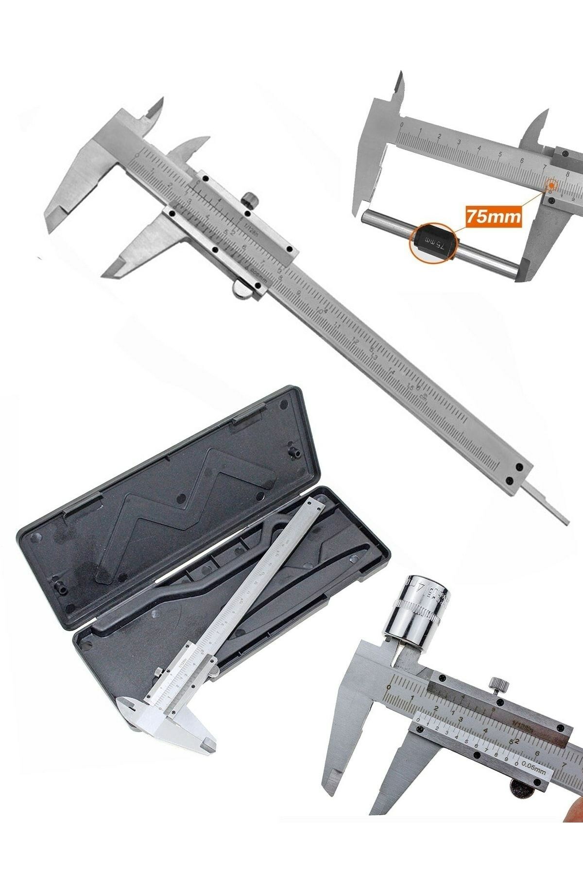 Paslanmaz Yüksek Kalite Metal Gövdeli Mekanik Kumpas 0-150 mm