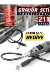 Premium Çok Amaçlı Devir Ayarli 211 Parça Hobi Gravür Seti El Motoru Usta Set Esnek Şaft Hediyeli