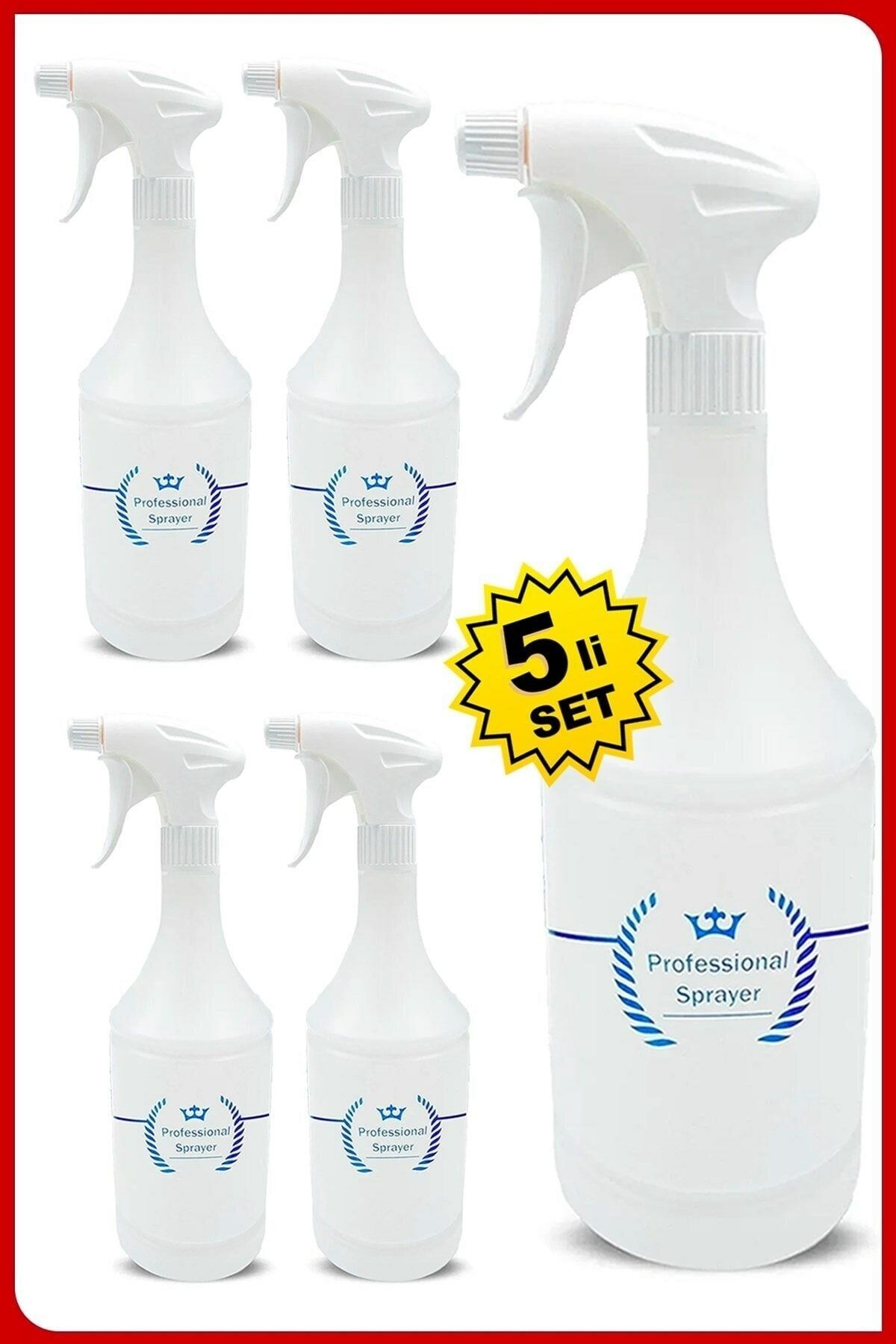 Premium Profesyonel Kimyasala Dayanıklı Taşınabilir  Boş 1 litre Boş Fısfıs Sprey Şişesi (5 adet)