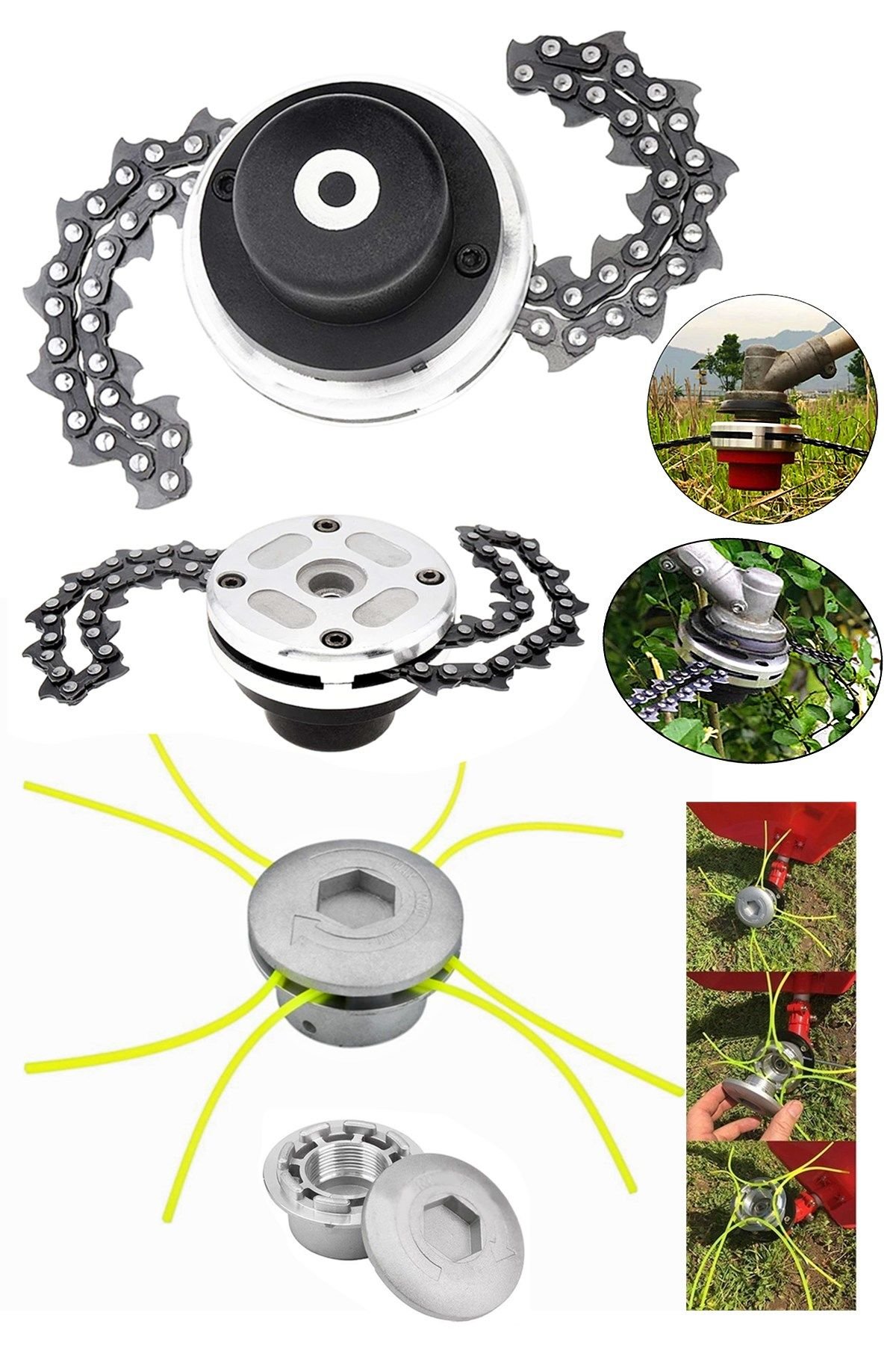 Craftex Motorlu Tırpan Universal Metal Başlık | Zincirli Tırpan Aparatı Başlığı Ot Çalı Biçme Seti