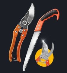 Bahçe El Aletleri 6PRC Bağ Makası 300mm Testere  Metal Nacak Orak Eğe  Eldiven Fırsat Paket