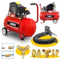 Atlas 50 Litre Hava Kompresörü 2Hp 8Bar 15mt Spiral Hortum HavaTabancası- Jakları Full- Fırsat Paket