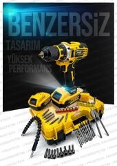 51 Parça Çift Akülü Turbo Metal Şanzuman Premium Lityum Akülü Şarjlı Matkap ÖzelÇanta Korumalı Paket