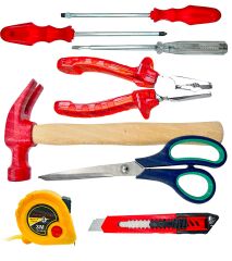 8 PCS Her Evde Olması Gereken El Aleti Kiti Pense,KontrolKalemi Yıldız Düz, Metre,Makas,Çekiç