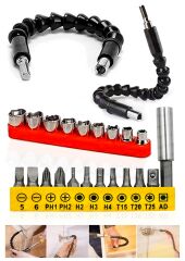 23 Parça Torx Anahtar Pense Tornavida Matkap Adaptör Bits Esnek Açı Uzatma Çubugu T/H/PH/Torx Set