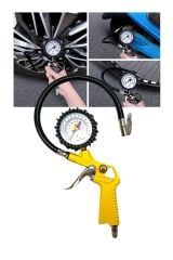 220 PSI Saatli Lastik Şişirme Hava Tabancası, Lastik Şişirme ,15mt Spiral Hava Hortumu, Recor Set