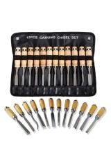 12 Parça Ahşap Oyma Iskarpela Set Profesyonel Taş Seramik Tahta Hobi Gravür Keskin Bıçak Takımı