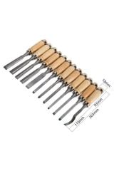 12 Parça Ahşap Oyma Iskarpela Set Profesyonel Taş Seramik Tahta Hobi Gravür Keskin Bıçak Takımı