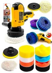 Hobi Set  14 Parça Detay Pasta Cila Koltuk Yıkama Zımpara Parlatma Devir Ayarlı Polisaj Makinesi Set