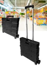 Katlanabilir Yükseklik Ayarlı Tekerlekli Avm Süpermarket Alışveriş Sepeti  Bagaj  Sandık Arabası