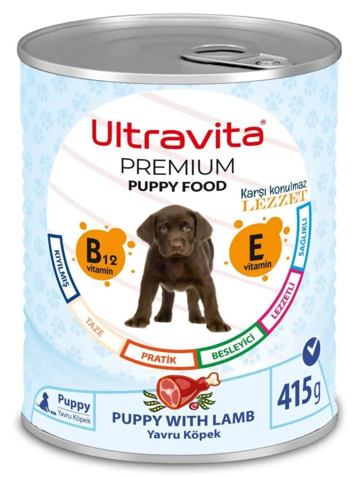 Ultravita Premium Yüksek Proteinli Kuzu Etli Konserve Yaş Yavru Köpek Maması 415gr