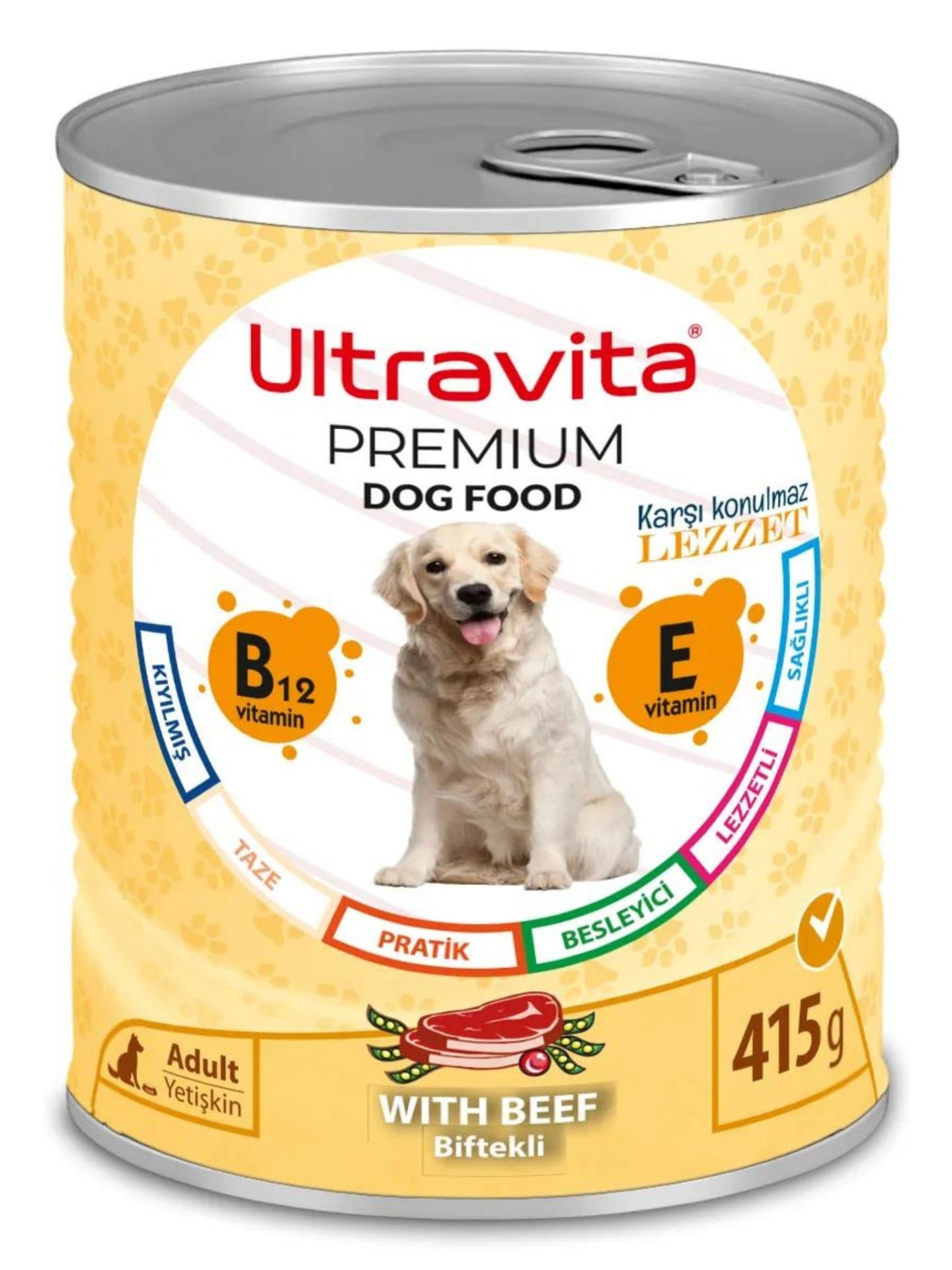 Ultravita Premium Yüksek Proteinli Sığır Etli Konserve Yaş Köpek Maması 415gr