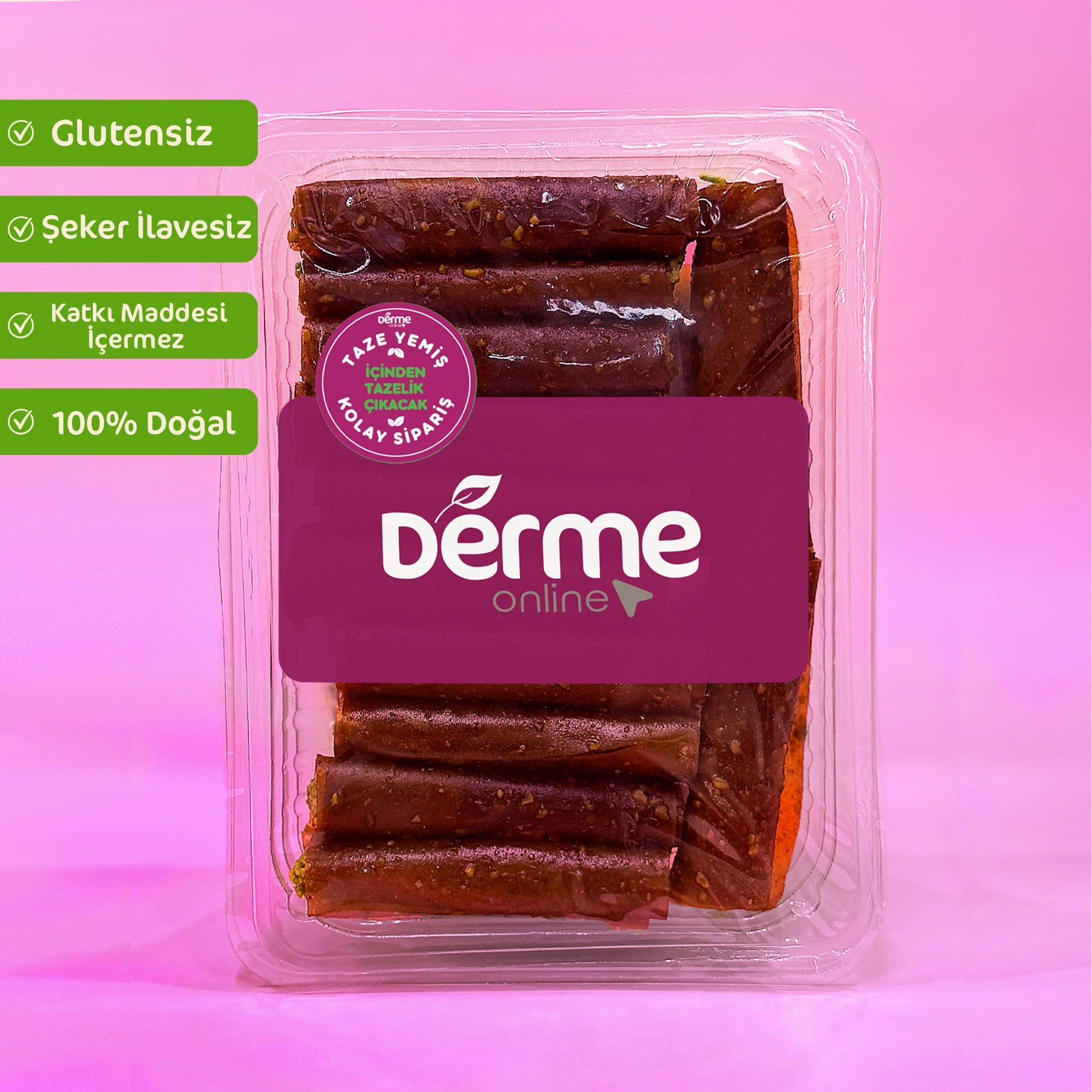 Rulo Pestil - Antep Fıstıklı - Glutensiz - Rafine Şeker İlavesiz  300 g