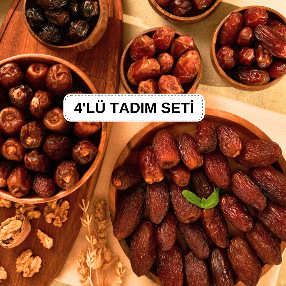 Derme 4lü Hurma Tadım Seti Medjoul,Mebrum, Sugai ve Acve (4 x 125 g Toplam 500 g)