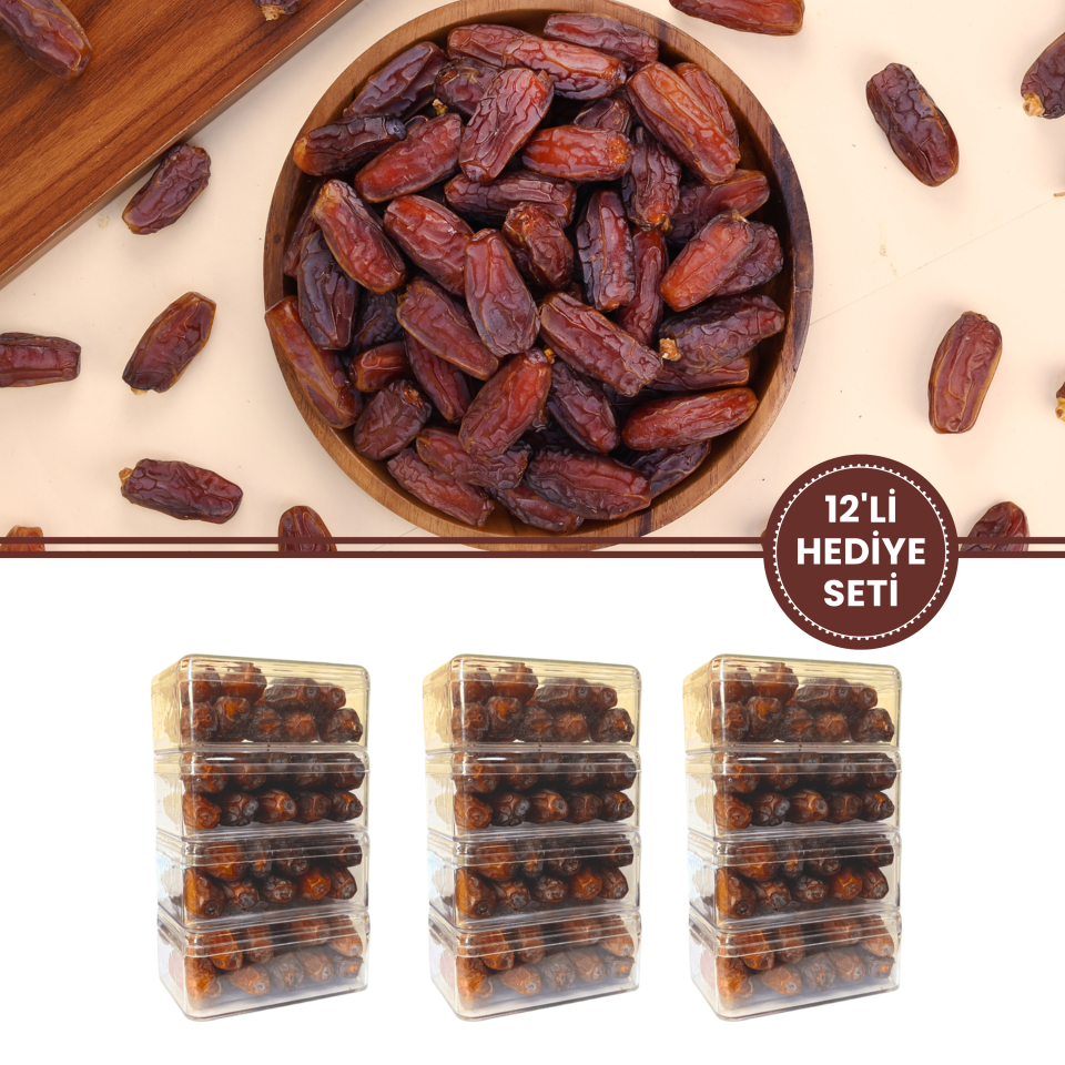 Medine Mebrum Hurma Duble– 12li Hediye Seti (100g x 12 Adet)