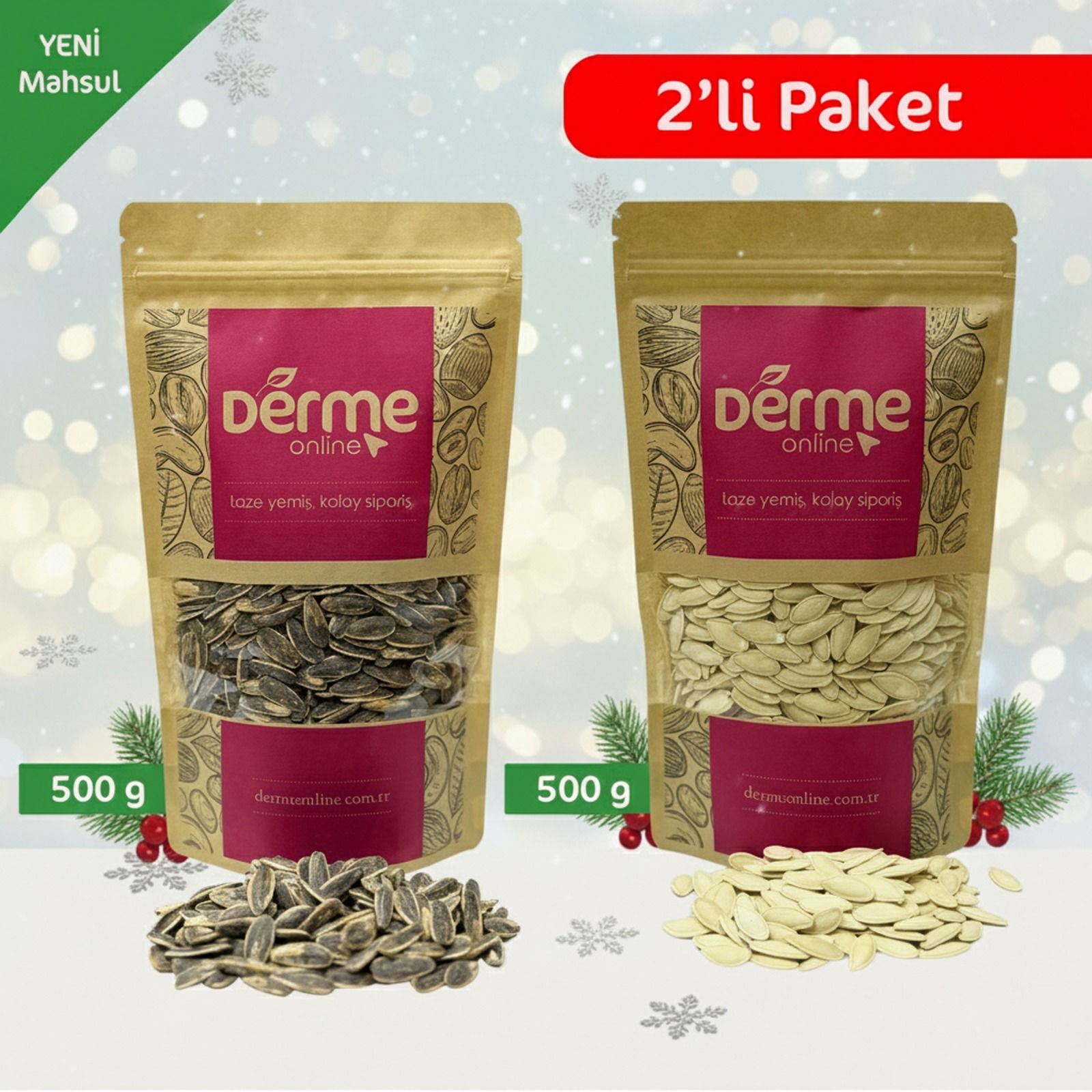 Çekirdek 2'li ( Ay Çekirdeği - Kabak Çekirdeği  ( 1 kg )