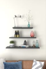 Antrasit Uçan Duvar Rafı 3 Lü Set Gizli Raf (50-40-30)