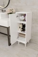 Beyaz Tek Kapaklı 3 Raflı Banyo Dolabı Havlu Dolabı Sabunluk Kiler Dolabı Erzak Dolabı Ekmek Dolabı