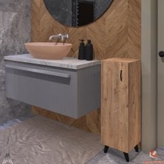 Atlantik Çam Tek Kapaklı 3 Raflı Banyo Dolabı Havlu Dolabı Sabunluk Kiler Dolabı Erzak Dolabı Ekmek Dolabı