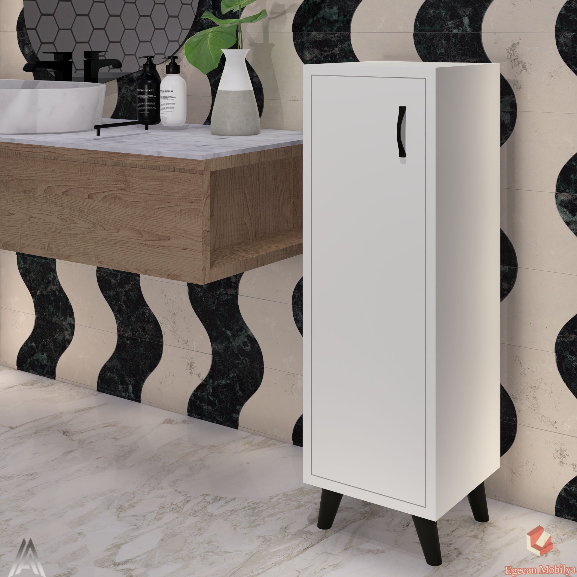 Beyaz Tek Kapaklı 3 Raflı Banyo Dolabı Havlu Dolabı Sabunluk Kiler Dolabı Erzak Dolabı Ekmek Dolabı