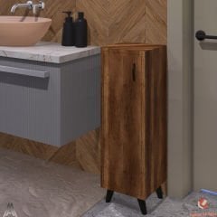 Ceviz Tek Kapaklı 3 Raflı Banyo Dolabı Havlu Dolabı Sabunluk Kiler Dolabı Erzak Dolabı Ekmek Dolabı