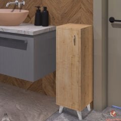 Meşe Tek Kapaklı 3 Raflı Banyo Dolabı Havlu Dolabı Sabunluk Kiler Dolabı Erzak Dolabı Ekmek Dolabı