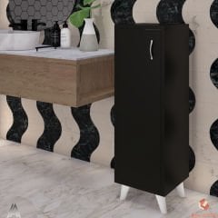 Siyah Tek Kapaklı 3 Raflı Banyo Dolabı Havlu Dolabı Sabunluk Kiler Dolabı Erzak Dolabı Ekmek Dolabı