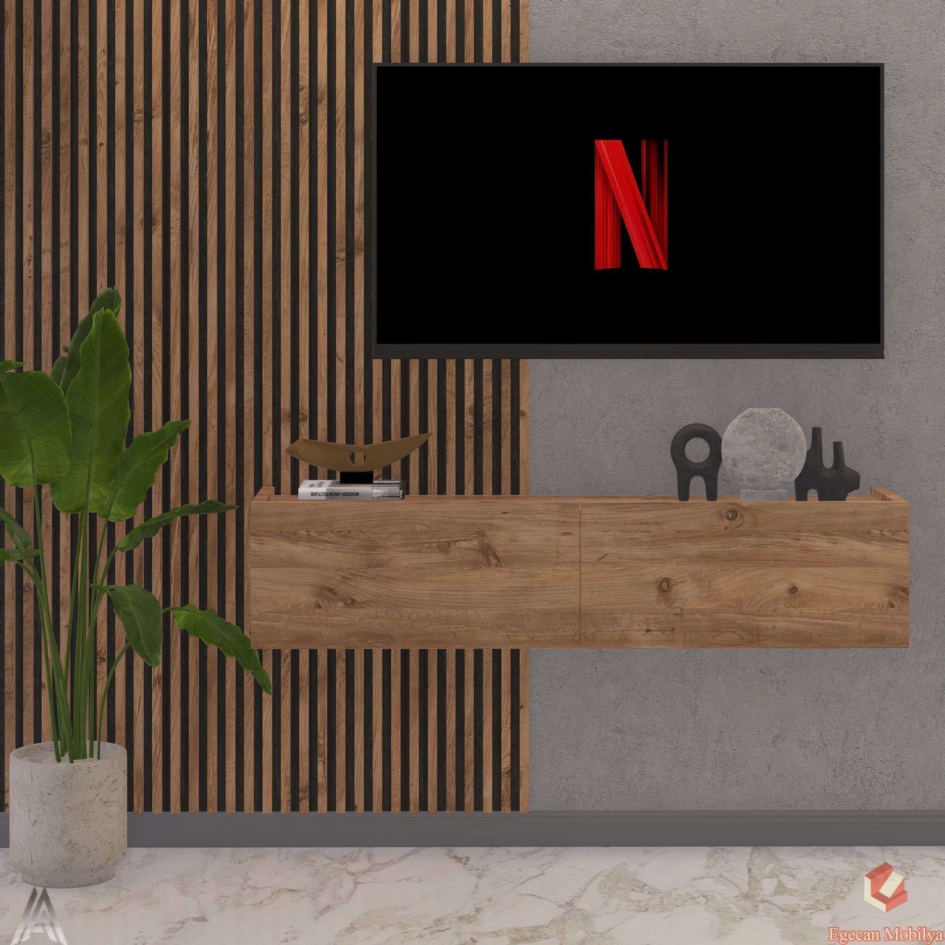 100 Cm Tv Ünitesi Tv Sehpası Duvar Rafı Kitaplık