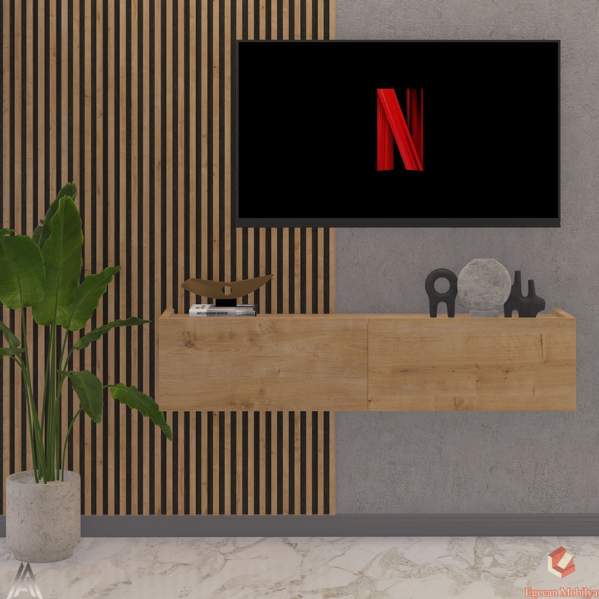 90 Cm Tv Ünitesi Tv Sehpası Duvar Rafı Kitaplık