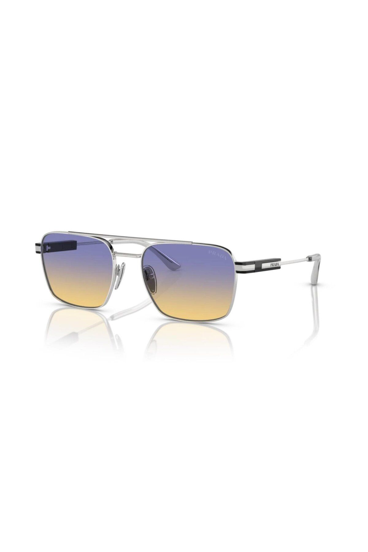 Prada Pr 67zs 1bc06z 56 Unisex Oval Gümüş Metal Güneş Gözlüğü