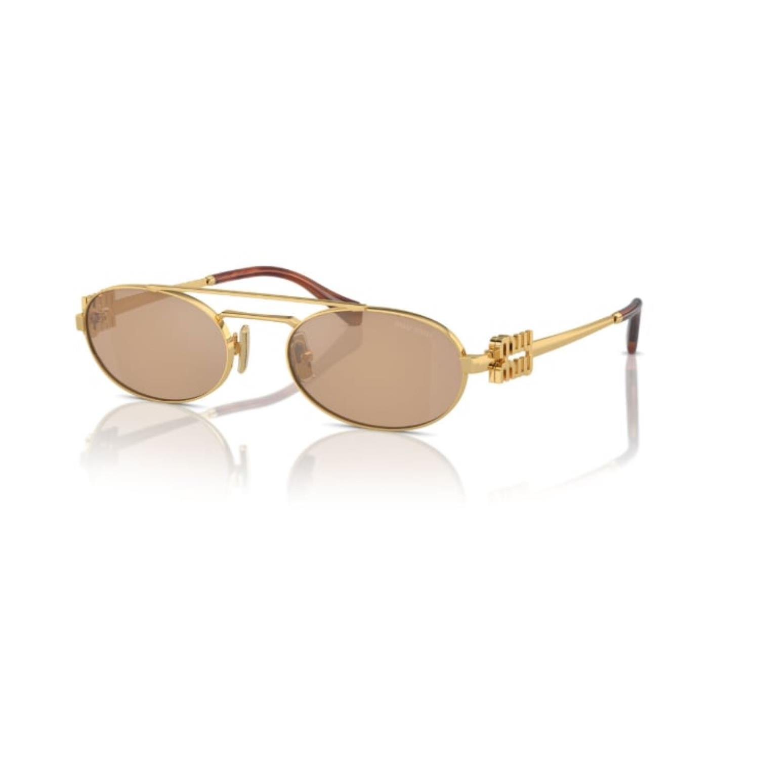 MIU MIU 54ZS 5AK40D 53 Kadın Oval Gold Metal Güneş Gözlüğü