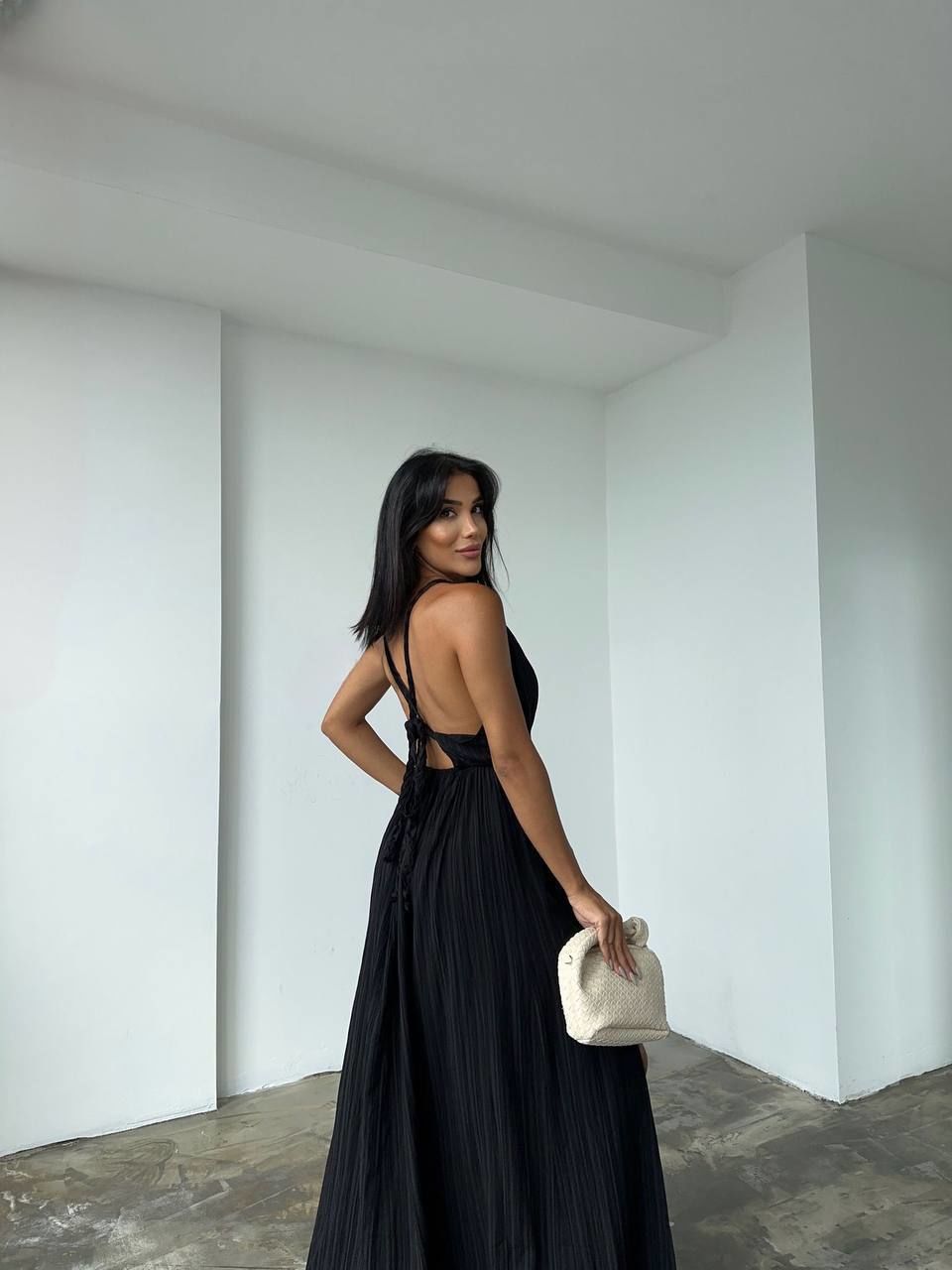 Monaca Bohemian Long Slit Backless Dresses Black - S