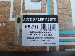 Megane 4 Symbol Joy Sandero Sıfır Sol Arka Kedi Gözü Reflektör Sis Farı KR-711 Kaya Plastik