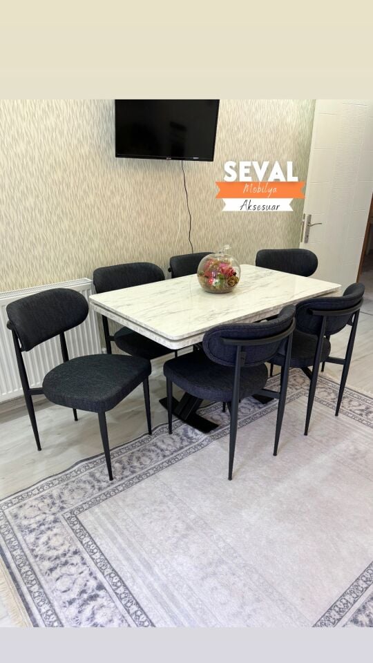 Marmo Deniz Açılır Masa + Roza Sandalye Takımı