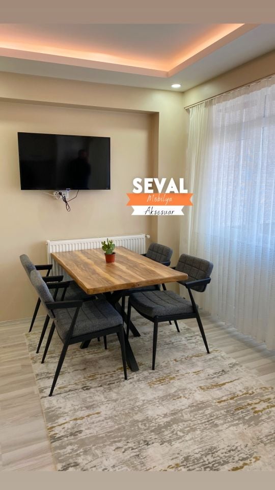 Kütük Sabit Masa + Klas Sandalye Takımı