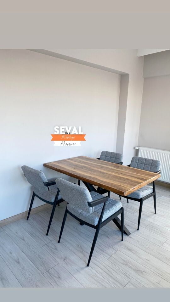 Kütük Sabit Masa + Klas Sandalye Takımı