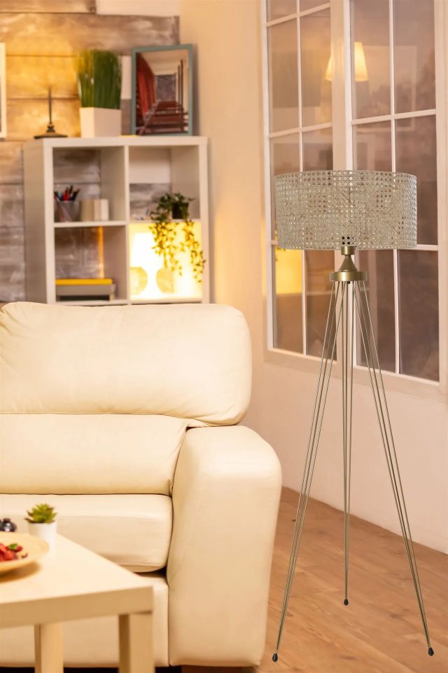Star Eskitme Silindir Rattan Abajurlu Lambader 