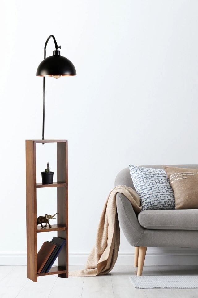 Stelo Siyah Sehpalı Retro 3 Başlıklı Lambader 