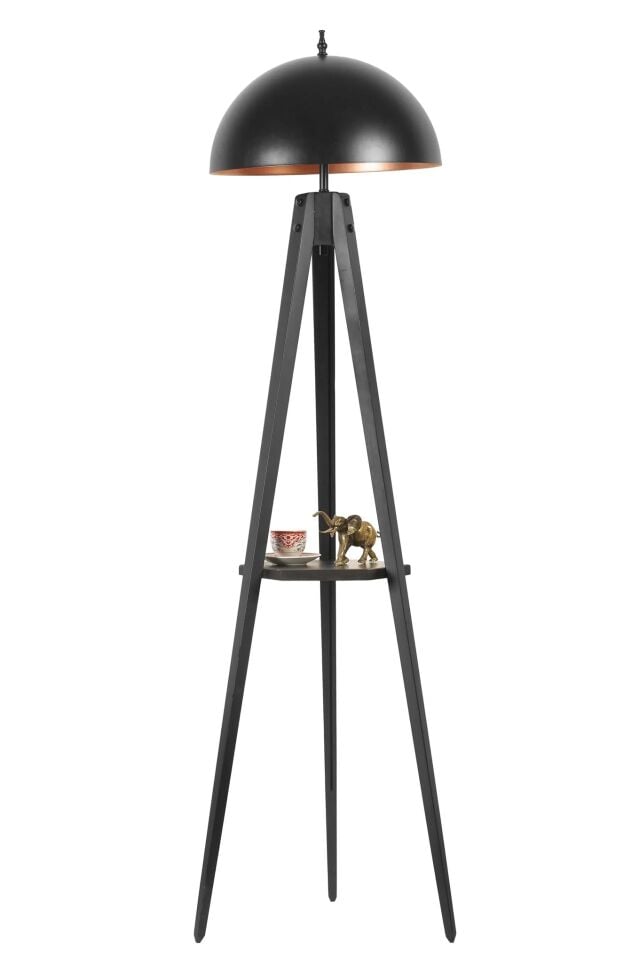 Tripod Siyah Sehpalı Retro 3 Başlıklı Lambader 