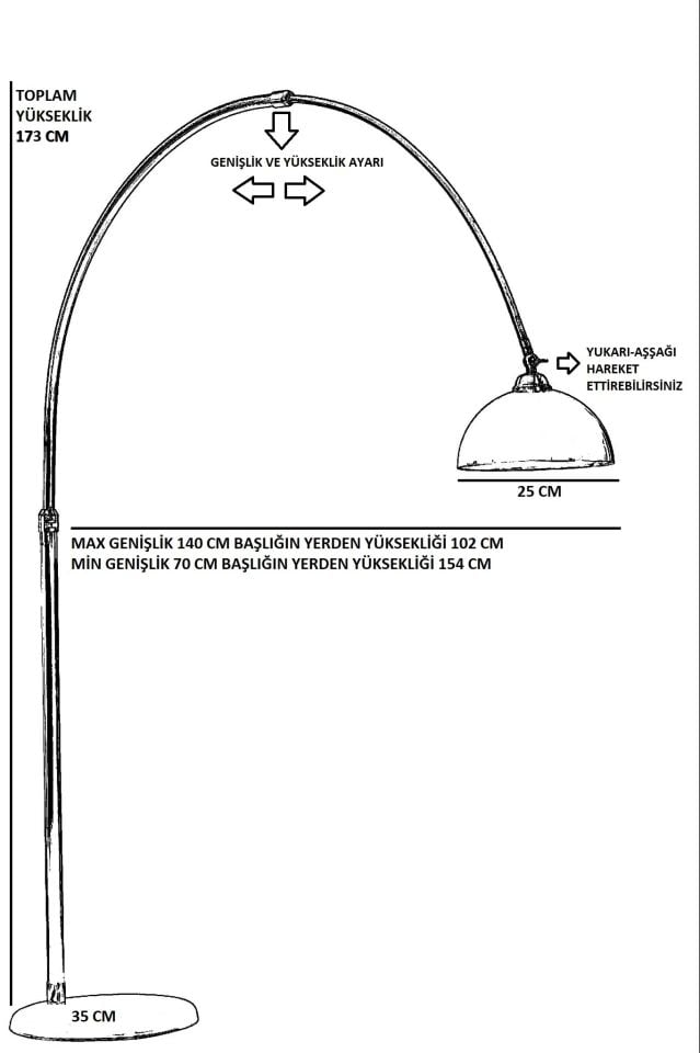 Vargas Mat Krom Siyah Ufo Başlıklı Lambader 