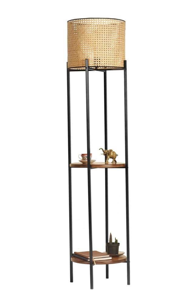 Vega Siyah Rattan Başlıklı Lambader 