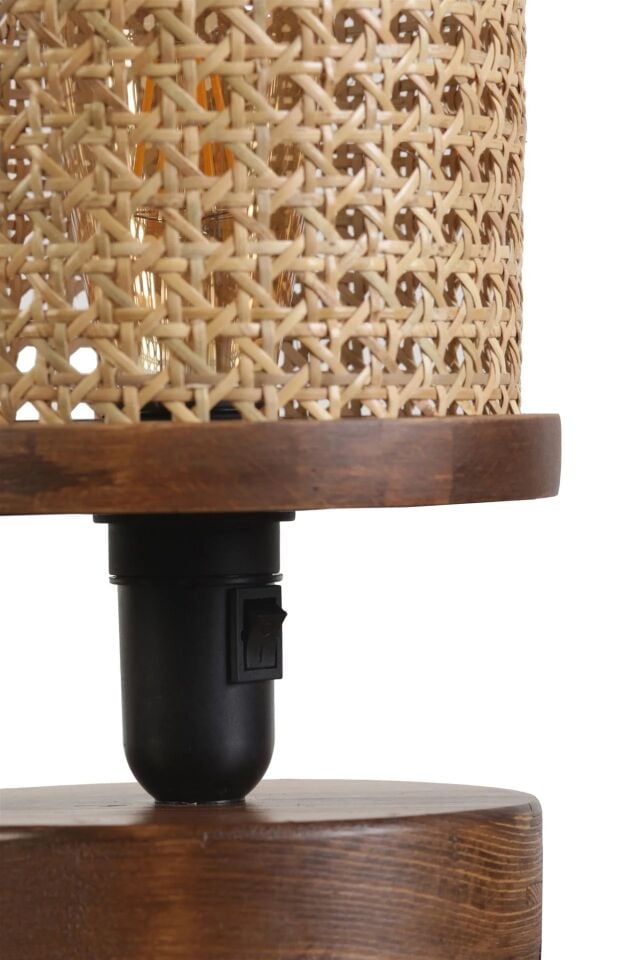 Gizem Ceviz Rattan Abajurlu Masa Lambası 